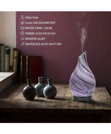 120ml Ultrasonic Aromatherapy Diffuser with Handmade Glass - BPA Free, Waterless Auto-Off, 4 Timer Setting, 7 Colors LED - Home, Yoga, Office - Grey - Buy Online on GoSupps.com