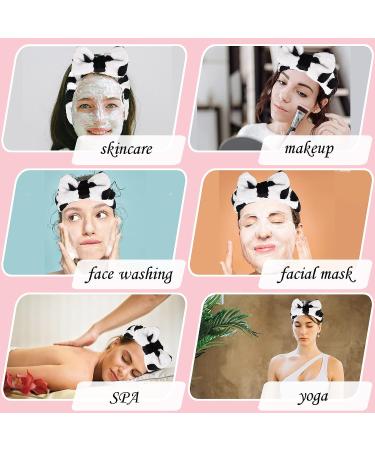 Cow Print Spa Bow Headband for Women - High Elasticity Coral Fleece Skincare Headband - Buy Online on GoSupps.com