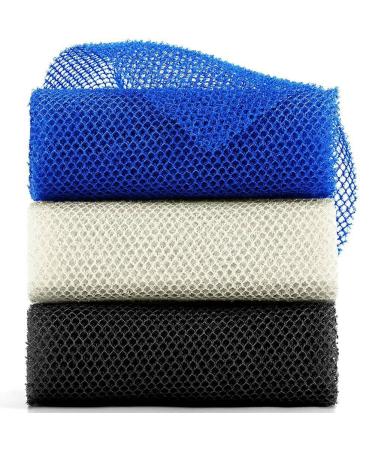 ferater 3 Pieces African Net Long Net Exfoliating Shower Body Scrubber Back Scrubber Skin Smoother