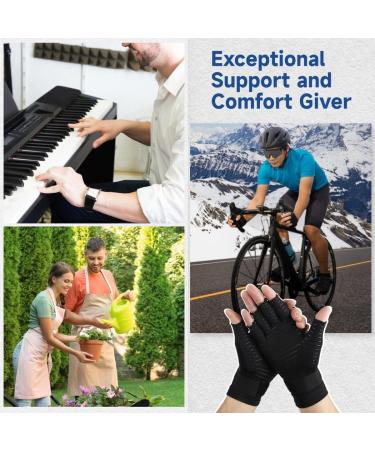 Fingerless Arthritis Compression Gloves with Adjustable Copper Strap for Pain Relief - Support for Carpal Tunnel & Wrist Pain - Buy Online on GoSupps.com