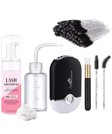 AREMOD Lash Shampoo for Lash Extensions Eyelash Extension Cleanser with USB Lash Fan,50ml Lash Shampoo,Mascara Brush,Nose Blackhead Facial Cleaning Brush and Wash Bottle for Eye Makeup Remover(BLACK) - Buy Online on GoSupps.com