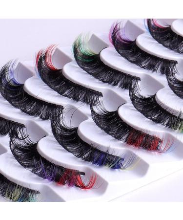 7pcs False Eyelashes Rainbow Lashes Glitter Ombre Colored Eyelashes Fluffy Thick Natural Anime Lashes for Party Makeup - Buy Online on GoSupps.com