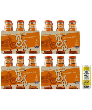 Bitter Salfa Ginger Lot de 24 bouteilles en verre jetables sans alcool 10 cl + 1 bo te de th glac San Benedetto au citron sans sucre 330 ml