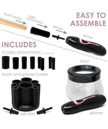 Olivia Rose Electric Makeup Brush Cleaner Spinner | Deep Clean 8 Size Rubber Collars (Black) - Fast International Shipping - Buy Online on GoSupps.com