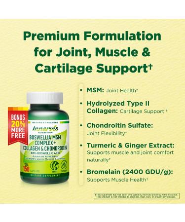 INNERVISNUTRITION Boswellia MSM Complex 150 Caps Supports Joint Health | Collagen, Chondroitin, Turmeric - Buy Online on GoSupps.com