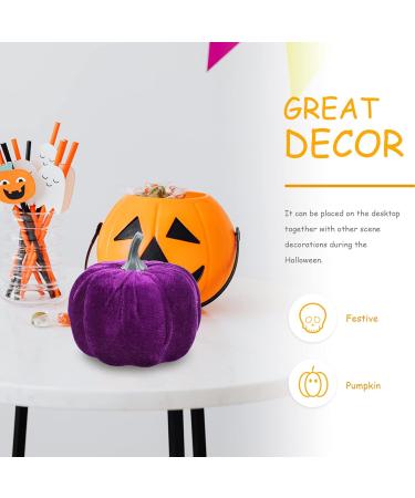 HOMSFOU 5pcs Flannel Foam Pumpkin Faux Pumpkins Farmhouse Pumpkins Harvest Artificial Pumpkins Halloween Decorations Outdoor Home Decor Harvest Party Pumpkin Decor Fake Pumpkin Set Purple Purple 14X12.5X12.5CM - Buy Online on GoSupps.com