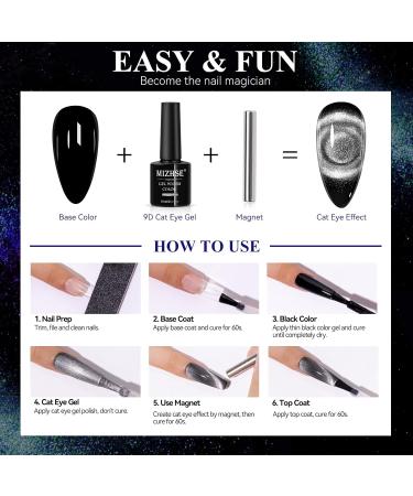 Buy MIZHSE 9D Cat Eye Gel Nail Polish - Silver Magnetic Gel for Stunning Holographic Galaxy Effect | Soak Off Nail Art for DIY Manicure at Home - Buy Online on GoSupps.com