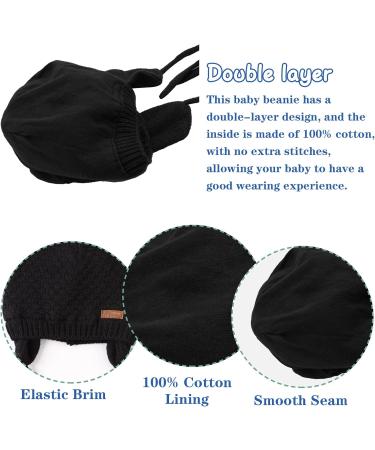 XIAOHAWANG Baby Earflap Beanie Hat - Soft Knit Bear Design, Black - 0-6 Months - Buy Online on GoSupps.com