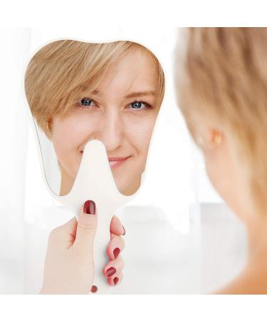 Annhua Handheld Tooth-Shaped Hand Mirror - Small Face Mirror with Handle for Dentist Office, Clinic, Bathroom, Barber & Salon | White - Buy Online on GoSupps.com