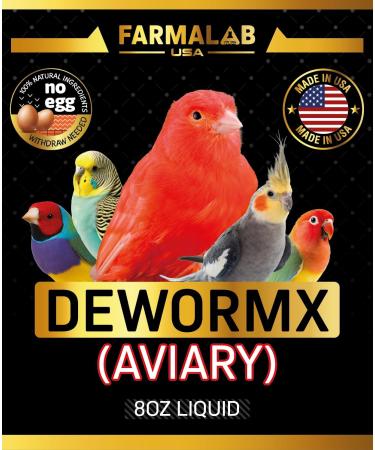 Farmalab - Natural Dewormer No Withdraw Hens Ducks Roosters Turkeys Goose Parakeets Cockatiels Lovebirds Finches Quakers Pigeons Palomas Buchones All Baby Chicks - 8oz Caged Birds Aviary