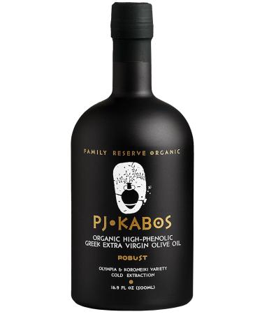 2023 Gold Medal Winner, Very High Phenolic (734mg/kg), USDA Organic Greek Extra Virgin Olive Oil, Robust Intensity, Kosher, Greece, Cold Extracted, 16.9 oz Bottle, PJ KABOS Family Reserve Organic - Robust