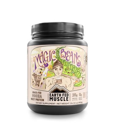 Earth Fed Muscle Magic Beans Mocha Truly Grass Fed Whey Protein Isolate Powder - Non GMO Hormone Free Soy Free Gluten Free Keto - 2lb 31 Servings