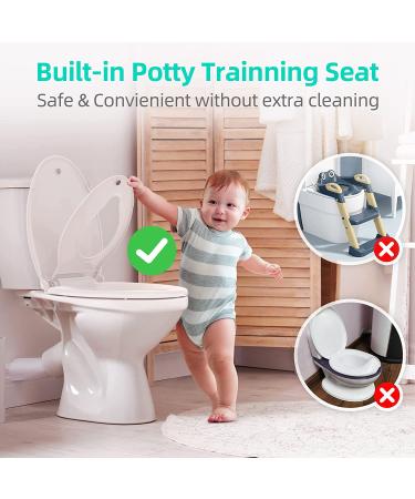 Heavy Duty Elongated Toilet Seat with Built-in Potty Training Seat - Slow Close, Never Loosen, Ergonomic Design - Space Saving Toddler Toilet Seat (18.6 x 14.2 x 2.5) - Buy Online on GoSupps.com
