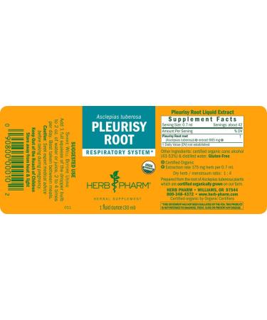 Herb Pharm Organic Pleurisy Root Extract - 1 Fl Oz (Pack of 1) | Respiratory Support - Buy Online on GoSupps.com