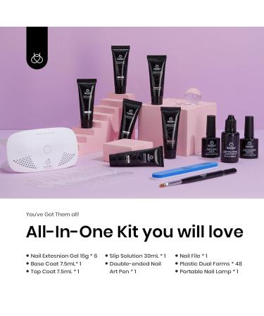 Beetles Poly Nail Gel Kit - 6 Colors Soak Off UV Lamp Extension Gel with Base & Top Coat for DIY Manicure - Fall Winter French Nails - Buy Online on GoSupps.com