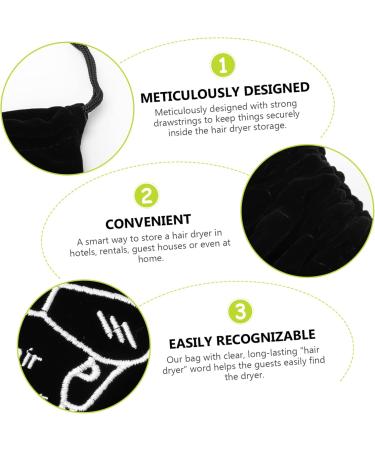 BIUDECO 10 Pcs Storage Bag Hair Dryer Storage Organizer Toiletry Organizer Travel Hair Black Flocking Cloth - Buy Online on GoSupps.com