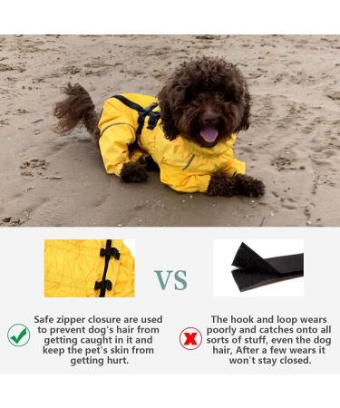 Minezi High Collar Waterproof Raincoat Set for Dogs - Reflective Strips & Zippers - Medium Yellow (Back Long: 37-40cm) - Ideal for All Breeds - Buy Online on GoSupps.com