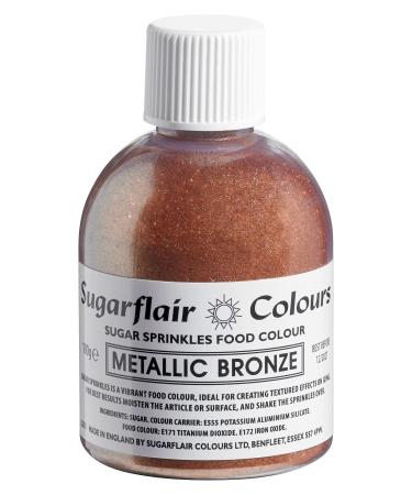 Sugarflair Metallic Bronze Edible Glitter Sugar Sprinkles - for Cake Decorating Sprinkle on Cakes Cupcakes Treats Desserts Ice Cream and Deserts - 100g