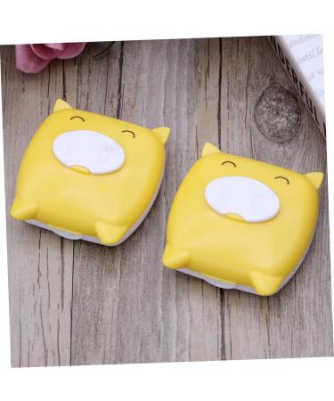 Buifulsic Cartoon Lens Container 2-Pack Travel Case for Contact Lenses with Mirror Yellow Caricature Design - Buy Online on GoSupps.com