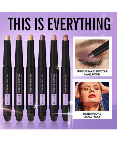 KIMUSE 6PCS Shimmer Cream Eyeshadow Stick Set - Waterproof, Crease-proof, Smudge-proof & Long Lasting Eye Makeup - Buy Online on GoSupps.com