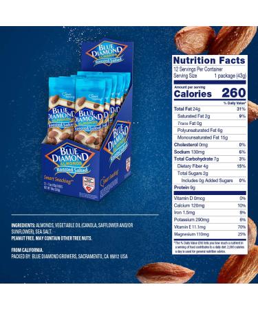 Blue Diamond Almonds Roasted Salted 1.5oz (12 Pack) - Buy Online - Buy Online on GoSupps.com