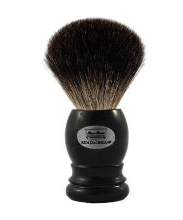 Hans Baier Exclusive Shaving Brush Real Grey Badger - Plastic Handle Black