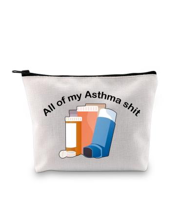 VAMSII Asthma Fighter Gift Asthma Inhaler Travel Bag All of My Asthma Shit Asthma Awareness Inhaler Medication Bag (Asthma Inhaler Zipper Bag)