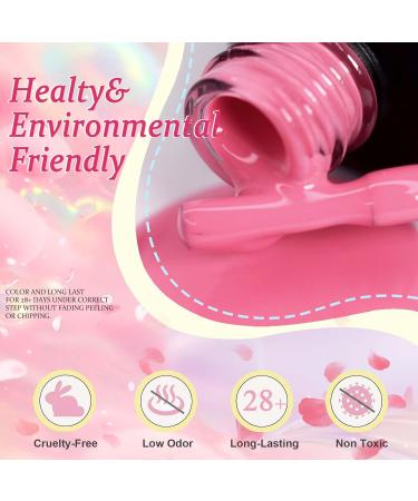 Pink Gel Nail Polish - Jelly Nail Varnish - Peach Pink Long Lasting Non Toxic Formula Gel Polish - UV Gel Nail Polish Soak off UV/LED Lamp Nail Art for Home DIY Gifts for Women - Buy Online on GoSupps.com
