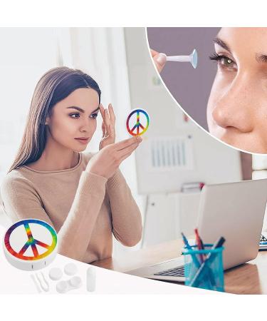 Tie Dye Peace Symbol Round Case For Contact Lens Kit Storage Box with Mirror Printed - Buy Online on GoSupps.com