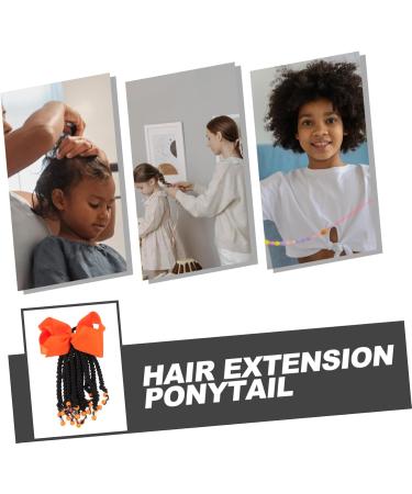 KONTONTY Ponytail Beads and Dreadlocks Synthetic Hairpiece Bow Braid Wig Women Braided Hair Extensions Beaded Braided Ponytail Colorful Hair Extension Women Hair Extension Hair for Braiding 21.00X14.00X2.00CM Orange - Buy Online on GoSupps.com