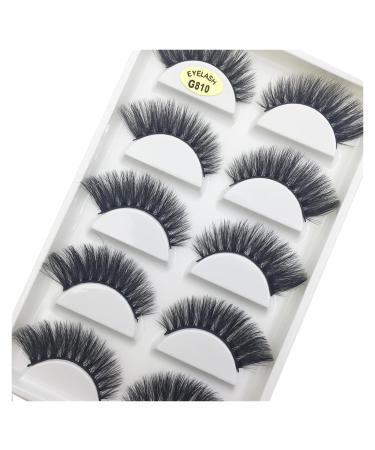 UAMOU 10/50 Boxes 5 Pairs 3D Mink False Eyelashes Soft Lashes Makeup Eyelash Faux Cils Cilios Maquiagem Cheerfully (Color : 5Pairs G810 Size : 10 Boxes 50 Pairs)
