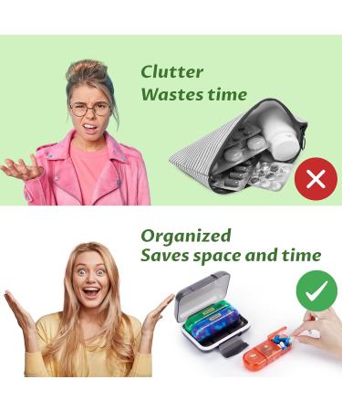 YUSHAN Travel Pill Organizer - Weekly 3 Times a Day | BPA-Free Cute Design for Vitamins & Supplements - Rainbow Petite Black - Buy Online on GoSupps.com