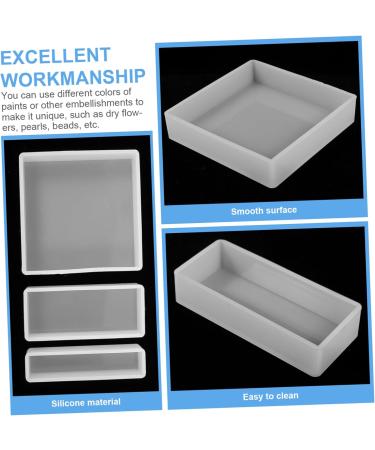 TEHAUX Large Resin Molds 3pcs Resin Table Mold Epoxy Resin Silicone Molds Casting Molds for Rectangle Manual Accessories Resin Molds White 10X10cm - Buy Online on GoSupps.com