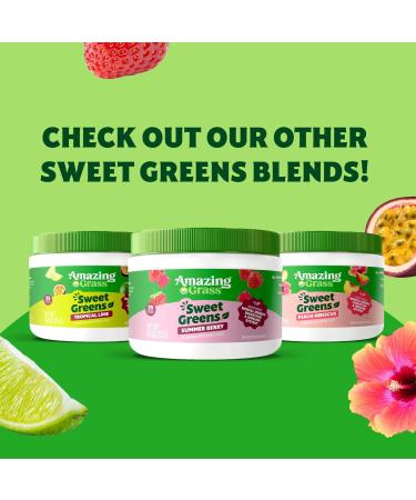 Amazing Grass Sweet Greens and Superfoods Powder for Digestive Health Greens Powder Digestive Enzymes Probiotics Spirulina Chlorella Peach Hibiscus 30 Servings Peach Hibiscus 30 Servings (Pack of 1) - Buy Online on GoSupps.com