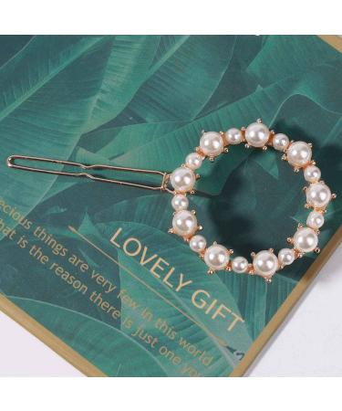 Yheakne Boho Pearl Hair Clip Gold Pearl Hairclips Vintage Square Hair Pins Decorative Bobby Pin Geometry Hair Accessories for Women and Girls Gifts (Circle) - Buy Online on GoSupps.com