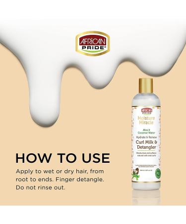 African Pride Moisture Miracle Hydrate & Renew Curl Milk 12 oz - For Natural Coils & Curls, Controls Frizz | Hair Detangler - Buy Online on GoSupps.com