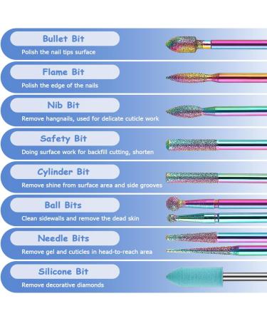 Mesee 20 Pieces Nail Drill Bit Set 2.35mm Shank Diamond Cuticle Nail File Bits Ceramic Drill Bits Electric Efile Acrylic Gel Nails Art Tools for Home Salon Manicure Pedicure - Buy Online on GoSupps.com