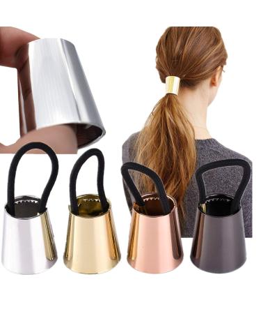 cuhair 4 pieces vintage women ponytail holder elastic hair tie hair ribbon hair rubber hair rope hair jewelry metal punk polish smooth hair ring