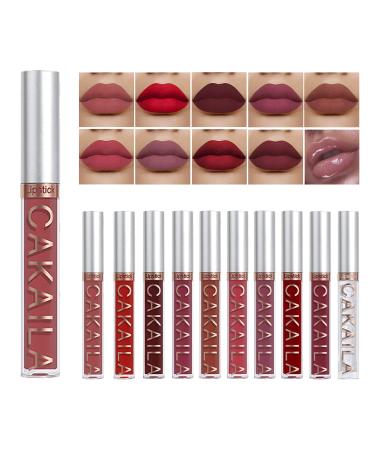 10 pieces Matt lip gloss set waterproof long -lived make -up lip gloss non -stick cup not fading waterproof lipstick cosmetics natural color for make -up fans