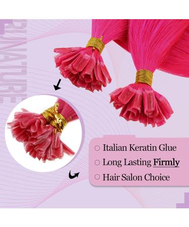 Runature Bondings Extensions | Real Hair U Tip Extensions 55cm | Hot Pink Keratin Hair Extensions 25g 25 Strands - Buy Online on GoSupps.com