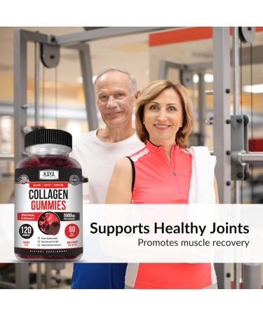 Kaya Naturals Collagen Gummy for Men & Women 120 Count 1000mg of Hydrolyzed Collagen Vitamin C Selenium & Biotin Collagen/Strawberry Flavor (120 Gummies) 120 Count (Pack of 1) - Buy Online on GoSupps.com