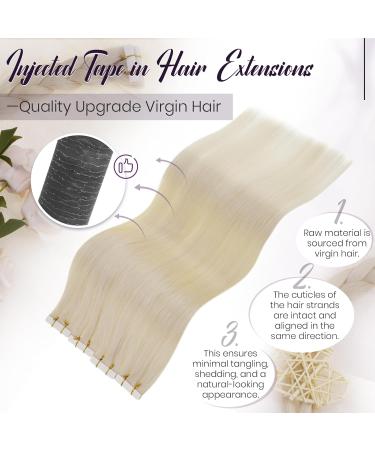 Buy Laavoo 60cm Platinum Blonde Real Hair Tape Extensions - Virgin Skin Weft 5pcs #1000 | Premium Quality Hair Extensions Worldwide Shipping - Buy Online on GoSupps.com