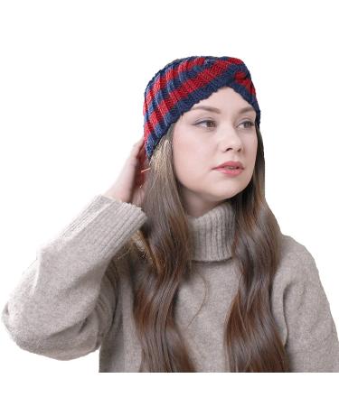 Chunky Knit Braided Headbands for Women Girls - 2 Pack Green+Blue - Buy Online on GoSupps.com