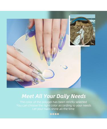 Aokitec Poly Nail Gel Kit - 14Pcs Nail Extension Set with 7 Colors, UV LED Nail Lamp - DIY Acrylic Polygel Builder for Nail Polish and Extensions - Buy Online on GoSupps.com
