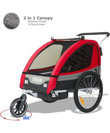Tiggo 2-in-1 Children's Bicycle Trailer & Jogger | International Shipping | Red Color - Model 50402 - Buy Online on GoSupps.com