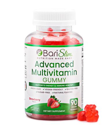 BariSlim Advanced Bariatric Multivitamin Gummies - Specially Formulated Bariatric Vitamins for Patients After Weight Loss Surgery - Supports Energy & Immune Health | Strawberry (90 Vegan Gummies)