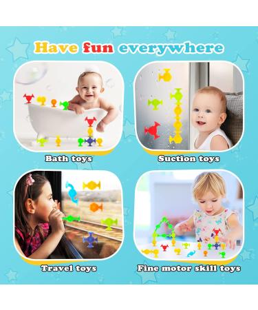 AIERRSON 48Pcs Suction Silicone Toys for Kids | Bath & Sensory Montessori Toys for 3-9 Year Olds | Building Toy Set for Stress Relief & Travel - Buy Online on GoSupps.com