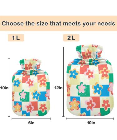 NAANLE 2L Hot Water Bottle with Checkered Floral Cover - Pain Relief & Heat Therapy for Back Neck Hands & Feet - Buy Online on GoSupps.com