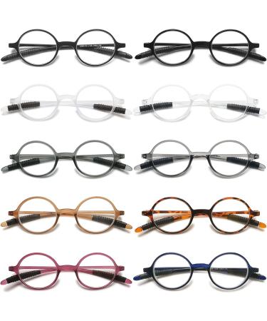 VEVESMUNDO Flexible Round Reading Glasses Set for Men & Women - 8 Pcs 2.0x Bendable Eyeglasses - Buy Online on GoSupps.com