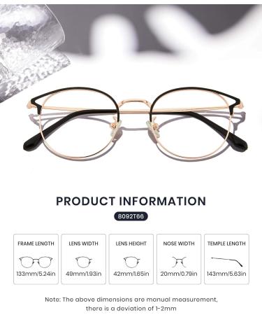 Cyxus Blue Light Filter Glasses for Women | Cat Eye & Round Vintage Style | UV400 Anti-Blue Light / No Prescription - 02-Rose Gold Metal - Buy Online on GoSupps.com